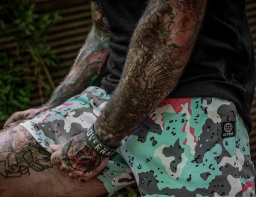 A man wearing lounge shorts.