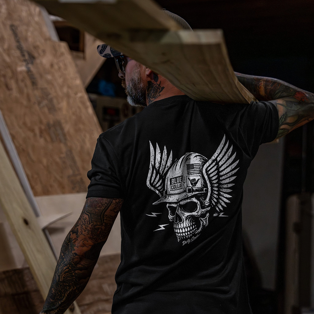 Blue Collar Skull Men's T-Shirt