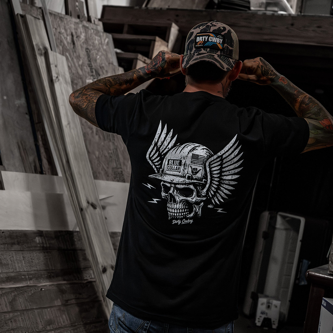 Blue Collar Skull Men's T-Shirt