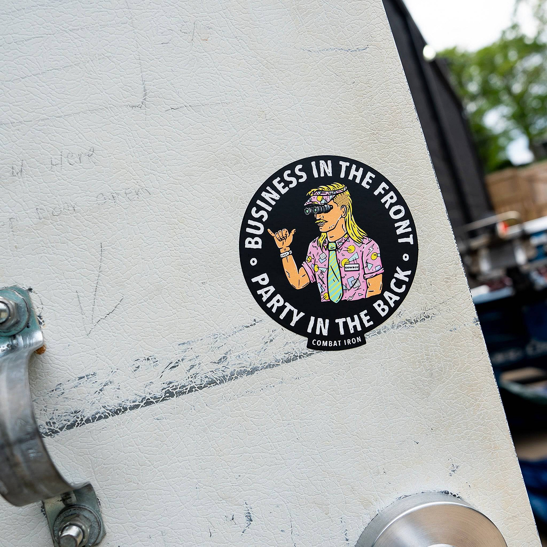 BUSINESS IN THE FRONT. PARTY IN THE BACK. Rocker with Nods Decal - Combat Iron Apparel Co.