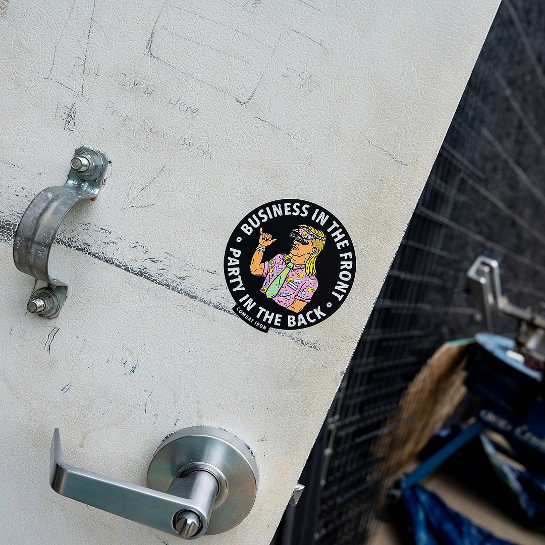 BUSINESS IN THE FRONT. PARTY IN THE BACK. Rocker with Nods Decal - Combat Iron Apparel Co.