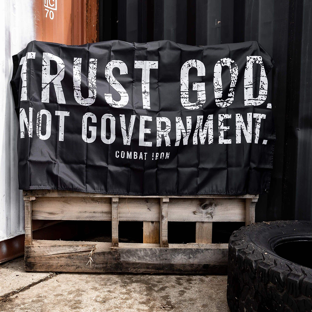 Trust God. Not Government. Distressed 3' X 5' Wall Flag - Combat Iron Apparel Co.