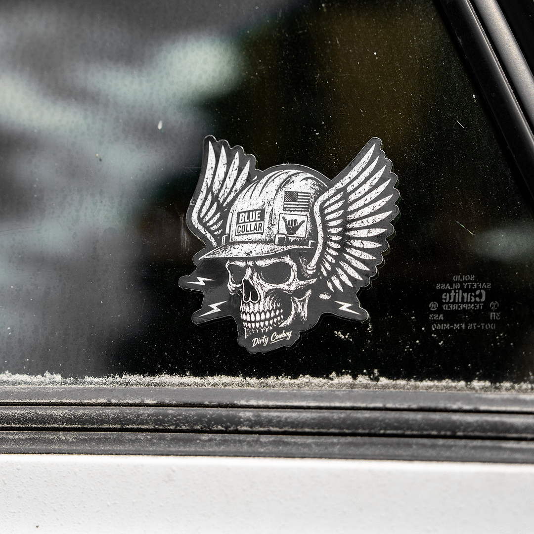 Blue Collar Skull Decal