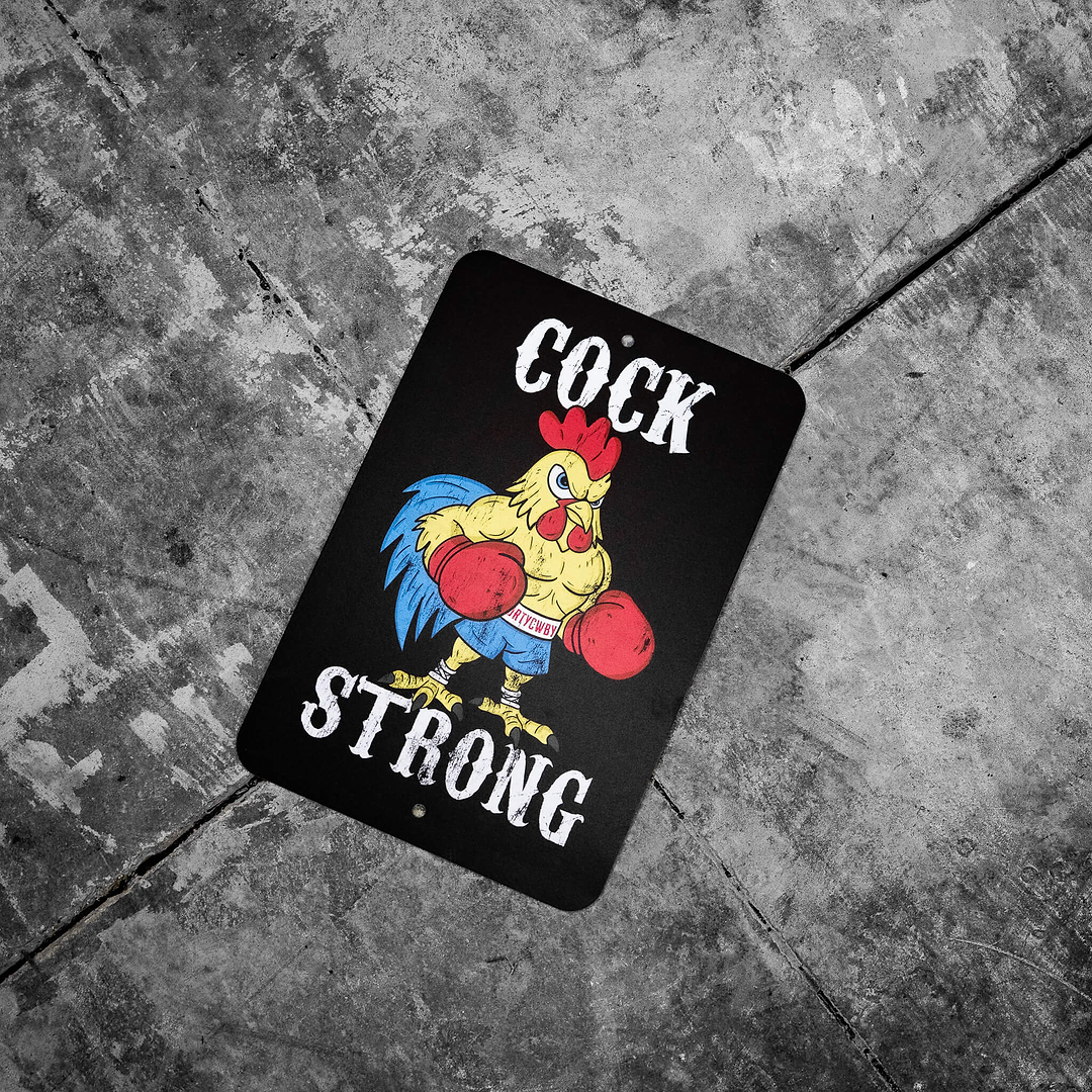 Cock Strong Boxing Chicken Metal Sign