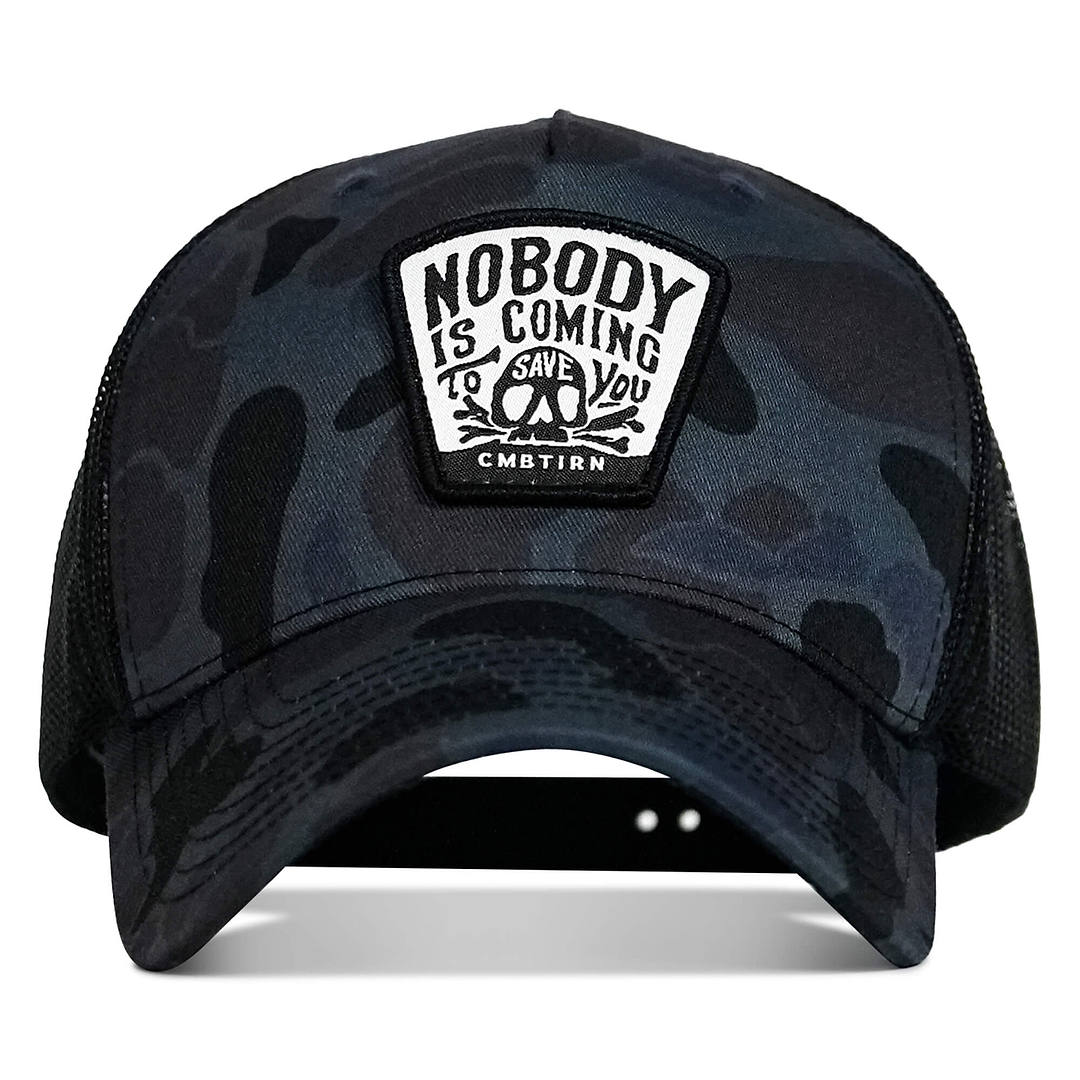 Nobody Is Coming To Save You Skull Patch Snapback Hat - Combat Iron Apparel Co.