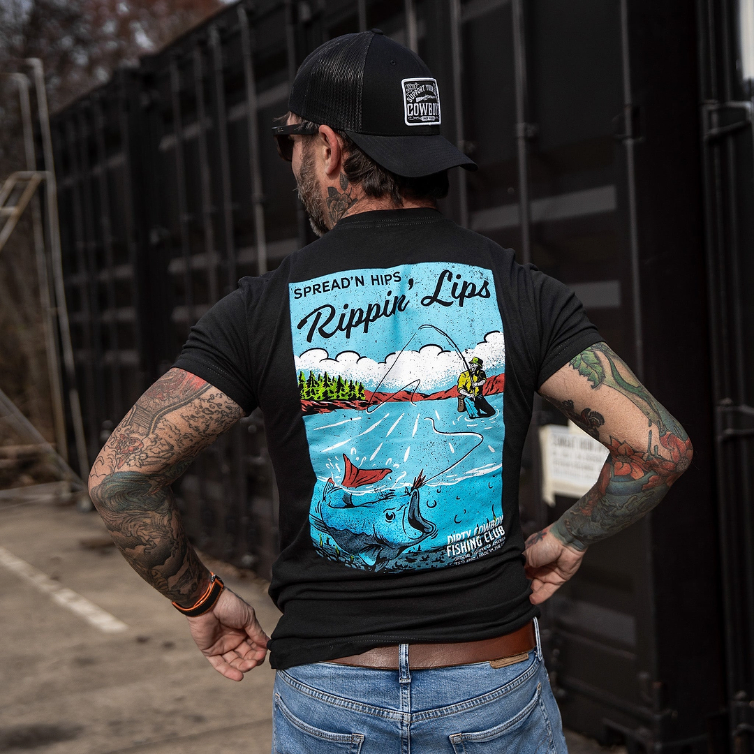 Spreadin' Hips & Rippin' Lips Fishing Club Men's T-Shirt