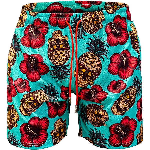 Men’s above the knee lifestyle shorts with mesh in turquoise #color_teal-pineapple-express
