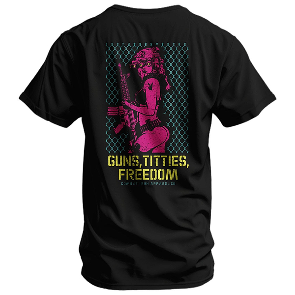 Guns, Titties, Freedom: Tactical Temptation Men's T-Shirt