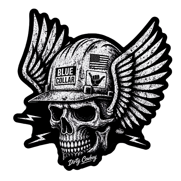 Blue Collar Skull Decal