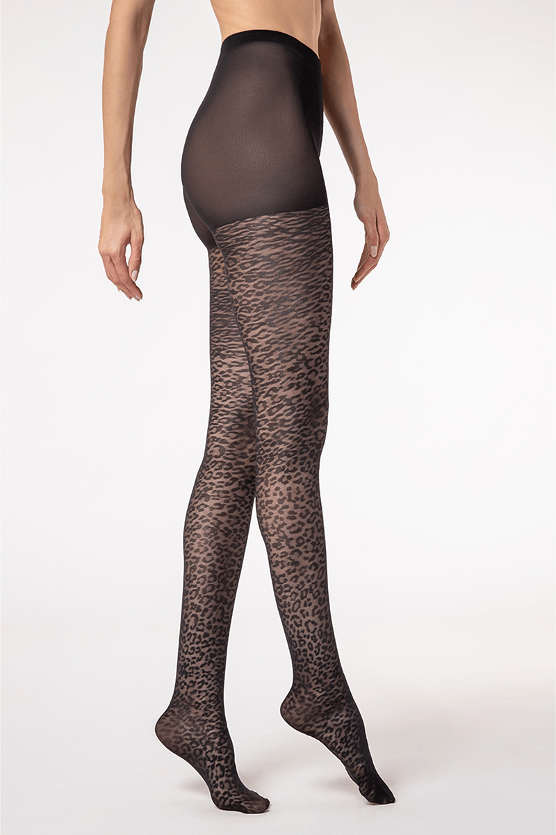 Elegant Animal Print Thread 15 Pantyhose