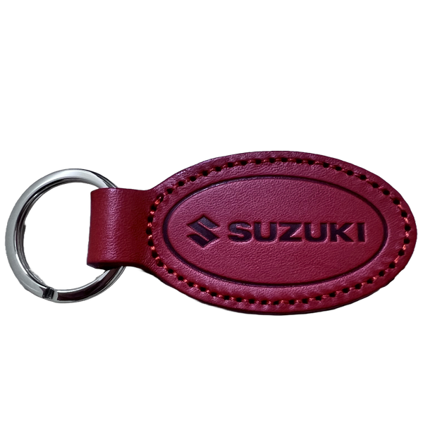 SUZUKI×KUSHITANI 楕円レザーキーホルダー【ブラウン/レッド/タン
