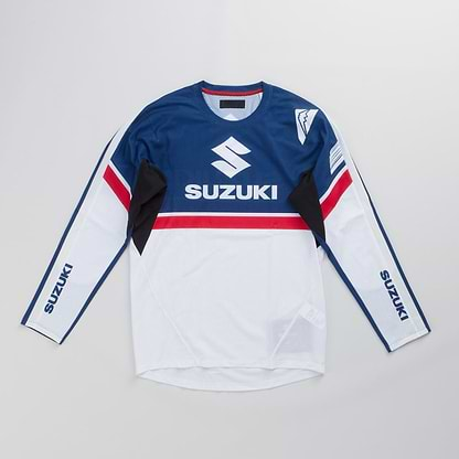 SUZUKI×KUSHITANI コラボ モトクロスロングTシャツ【イエロー/ブルー/ホワイト】