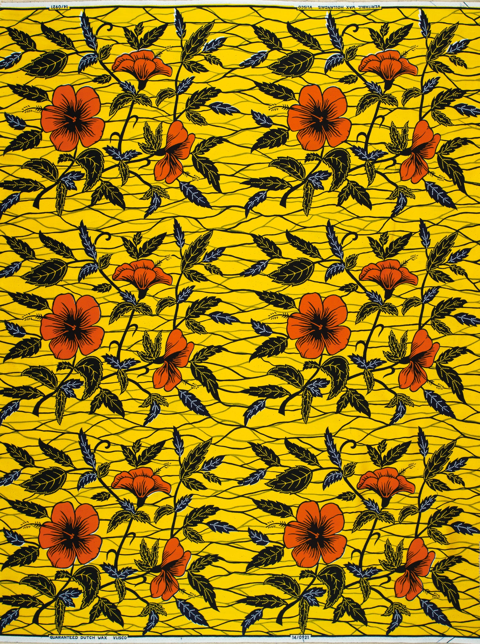 Vibrant yellow fabric bold orange wax hollandais vl00921.223