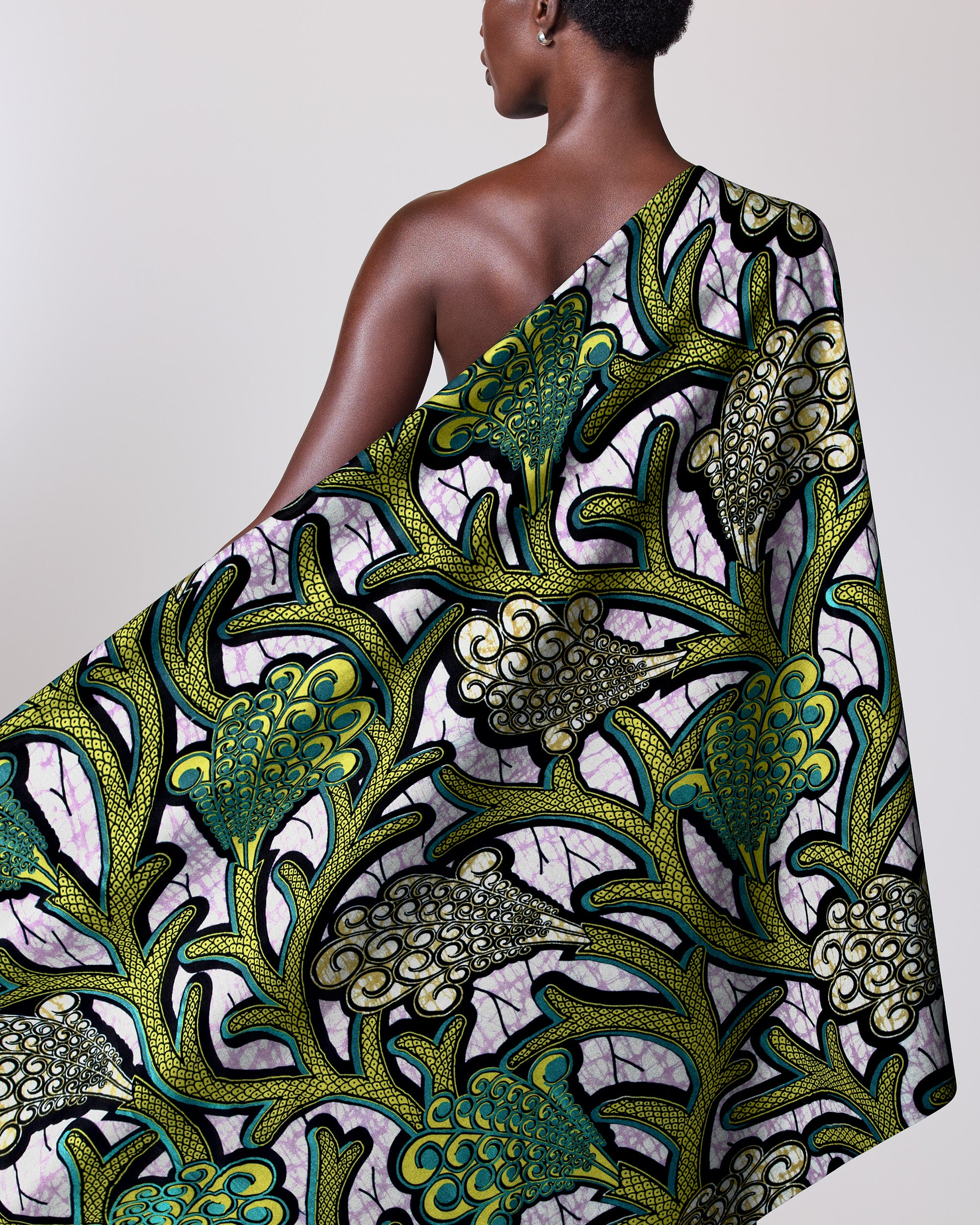 Vibrant green black patterned fabric super-wax vla0374.028