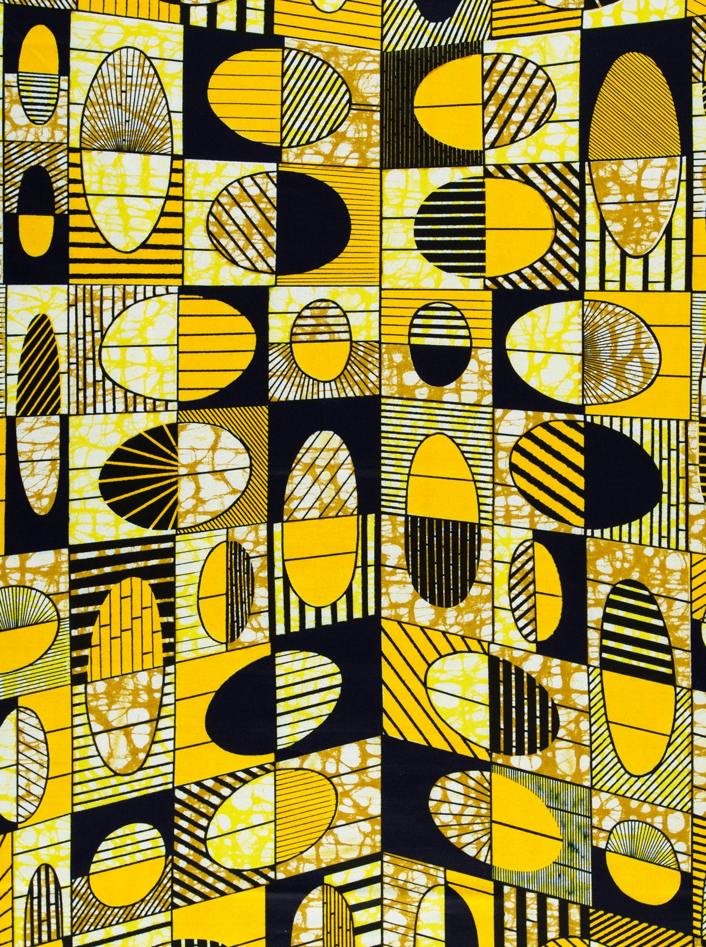 Vibrant yellow black geometric-patterned fabric super-wax vls2764.008