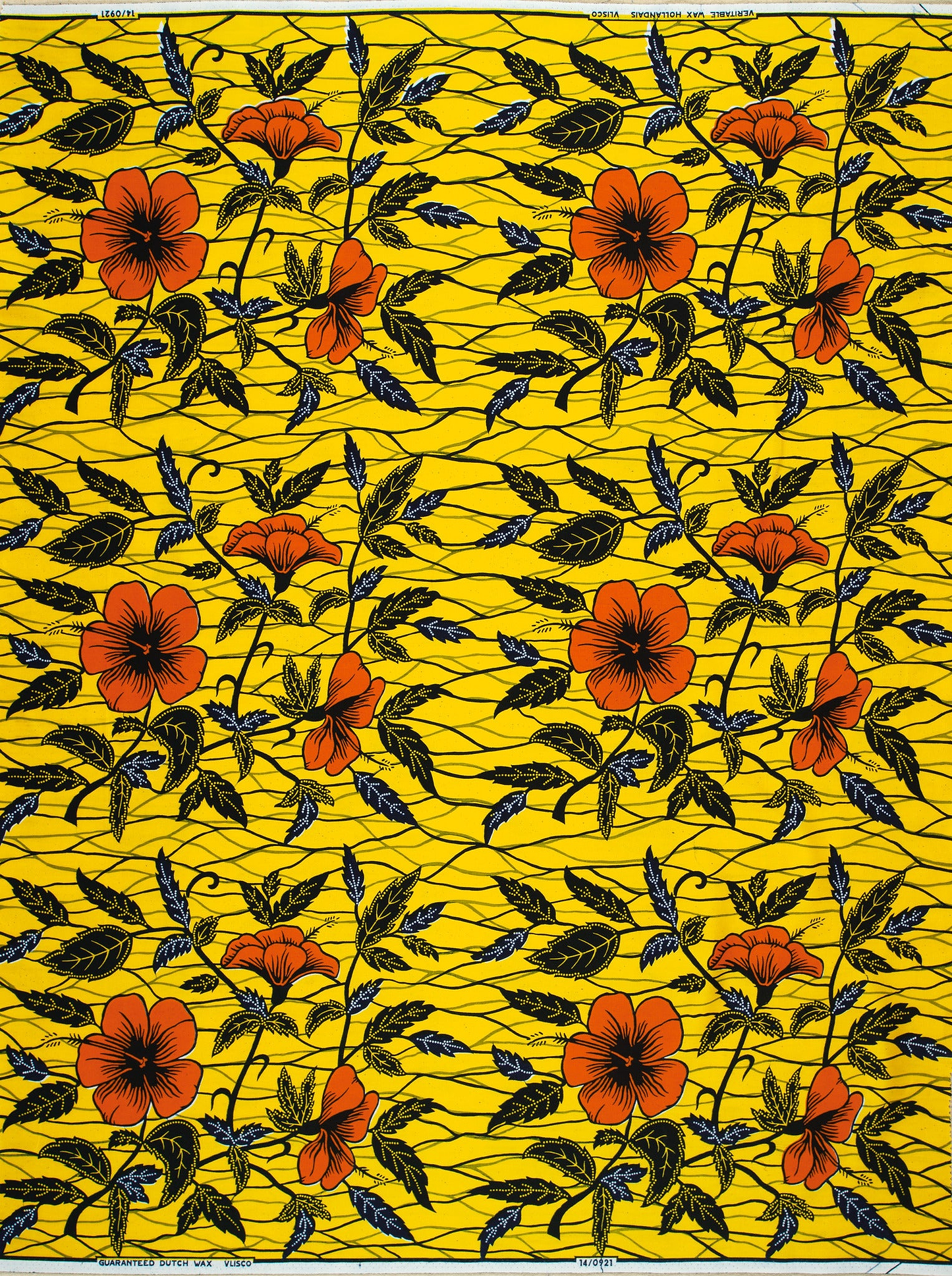 Vibrant yellow fabric bold orange wax hollandais vl00921.223