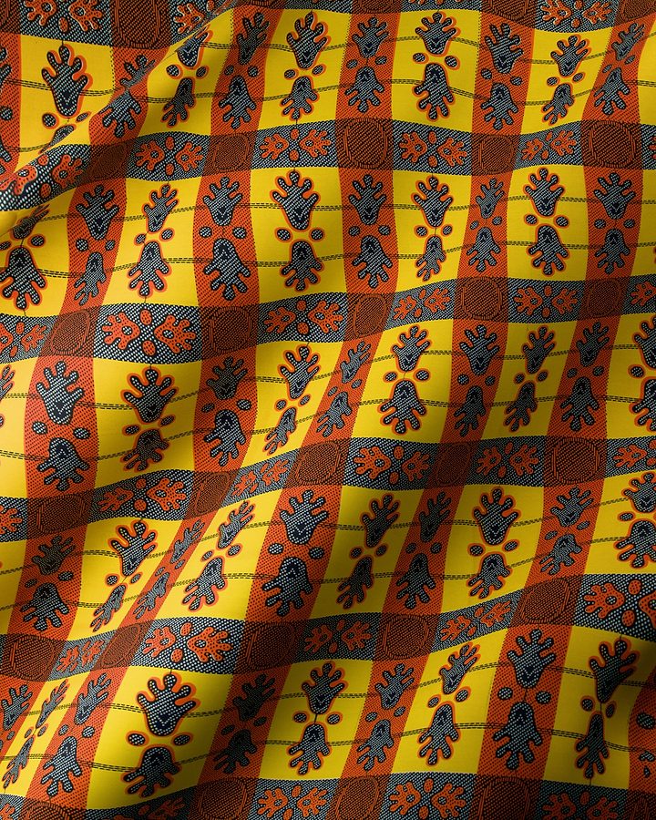 Vibrant yellow orange checkered fabric wax hollandais vl02074.117
