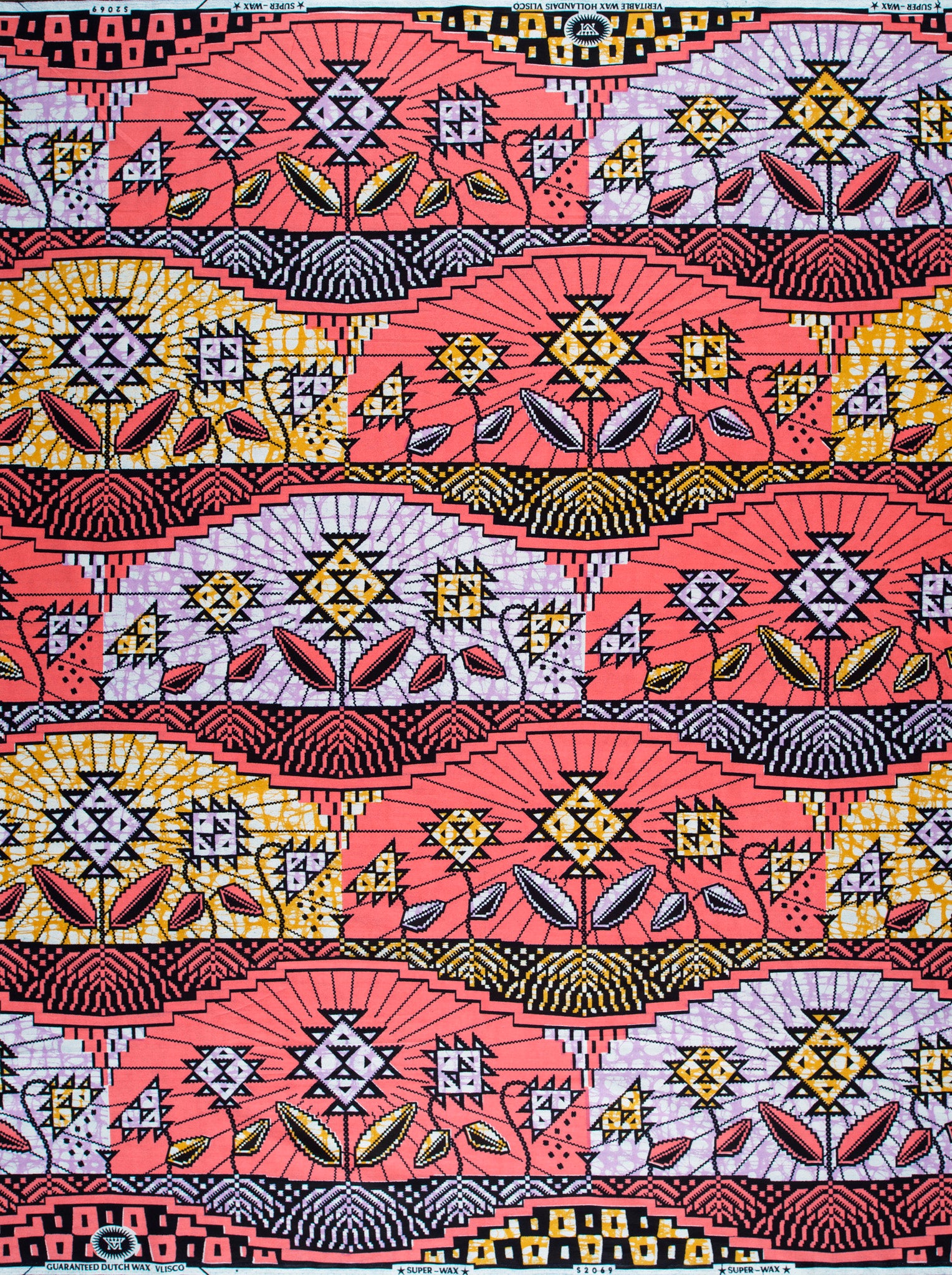 Vibrant geometric-patterned fabric bold red super-wax vls2069.004