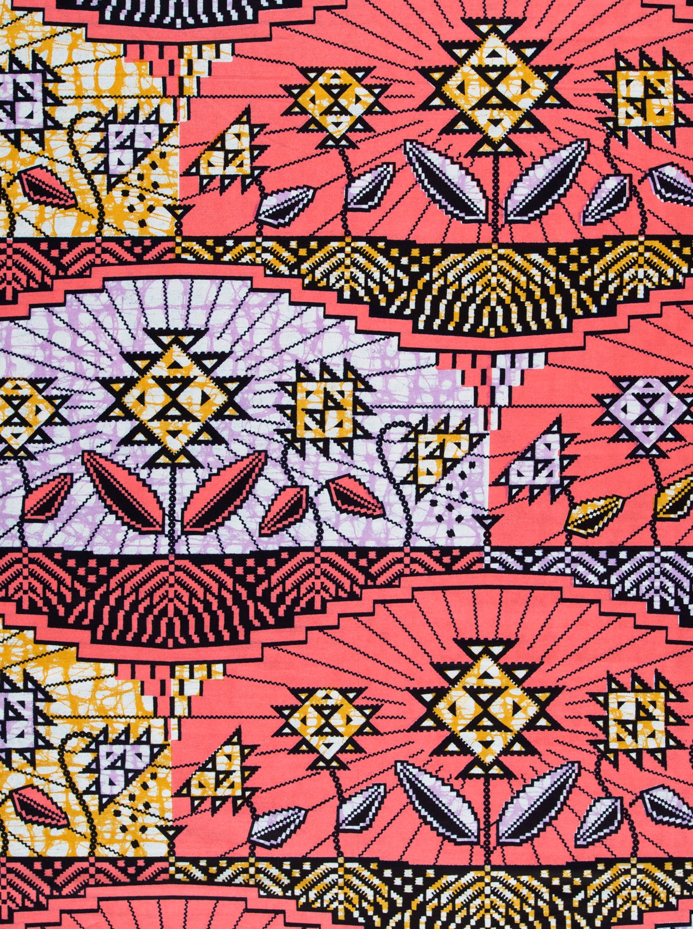 Vibrant coral lavender patterned fabric super-wax vls2069.004