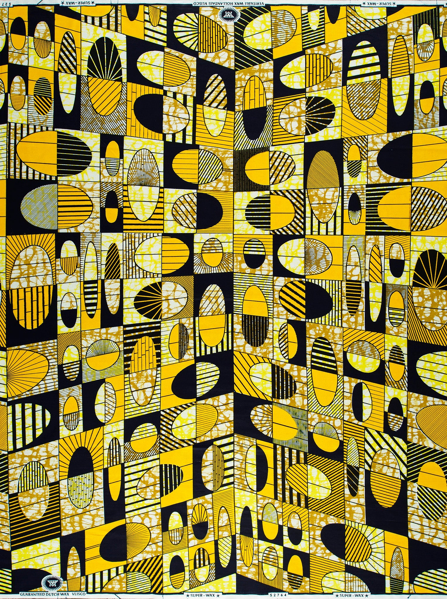 Vibrant yellow black geometric patterned super-wax vls2764.008