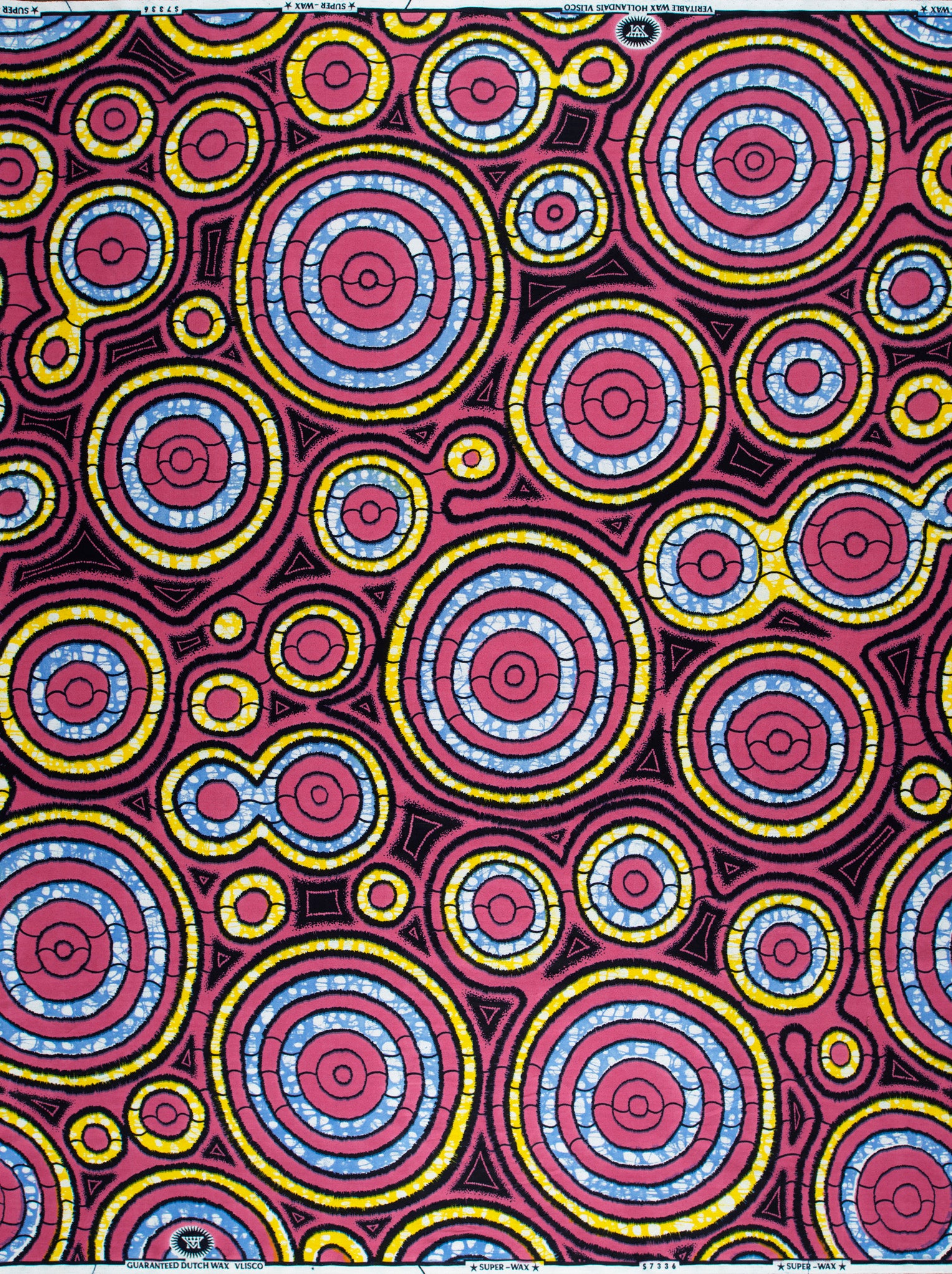 Vibrant pink yellow concentric circle super-wax vls7336.006