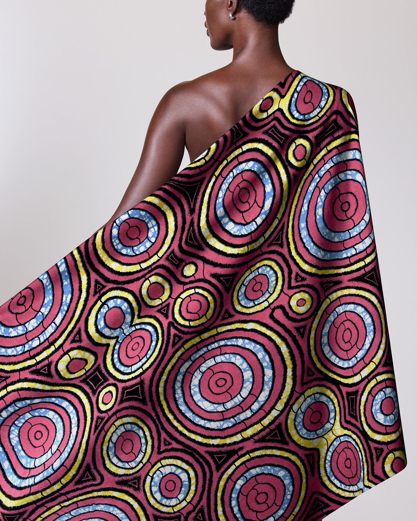Vibrant one-shoulder wrap dress bold super-wax vls7336.006