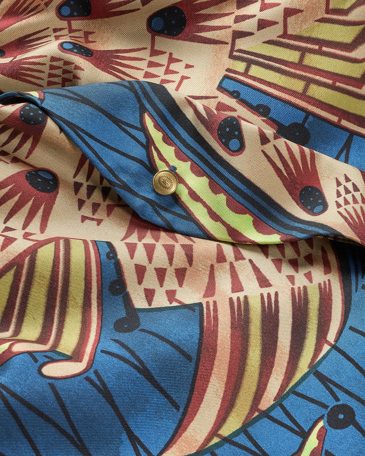 Vibrant patterned shirt bold blue exclusive silks – camp collar vlam25005.601