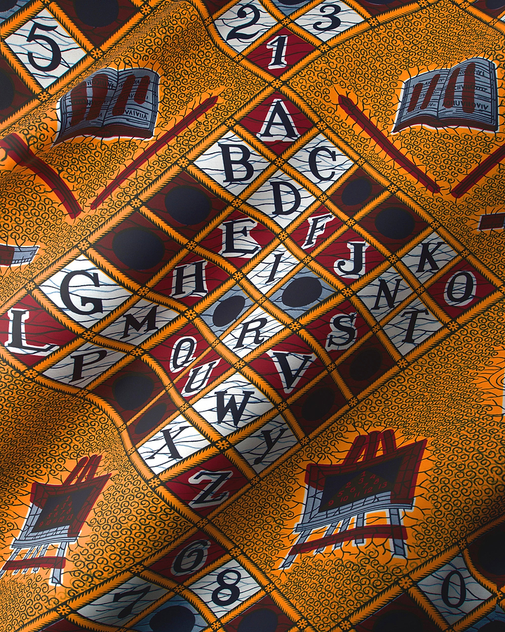 Vibrant orange fabric bold geometric wax hollandais vl00017.296