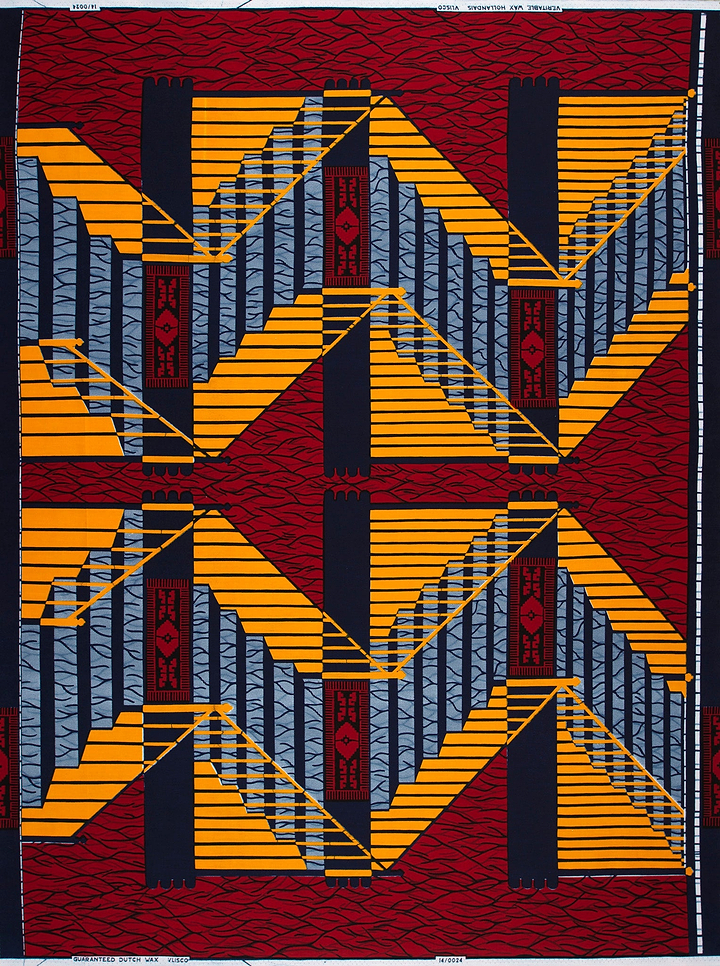 Vibrant red orange navy blue wax hollandais vl00024.061