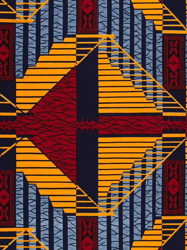 Vibrant geometric-patterned fabric bold orange wax hollandais vl00024.061