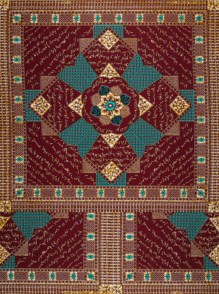 Rich maroon teal batik fabric wax hollandais vl00052.157