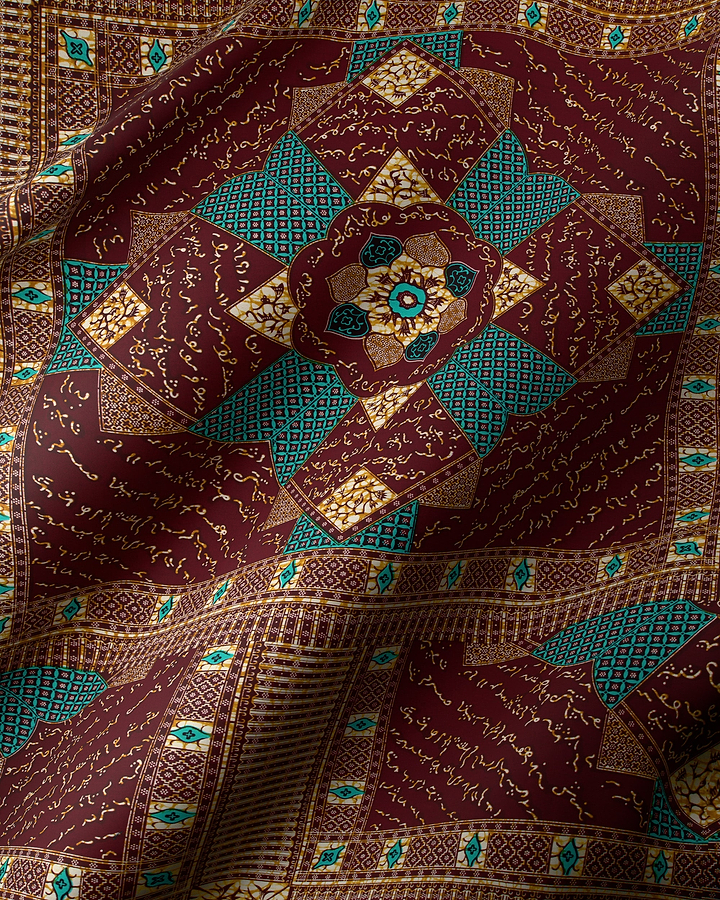 Richly patterned fabric deep maroon wax hollandais vl00052.157