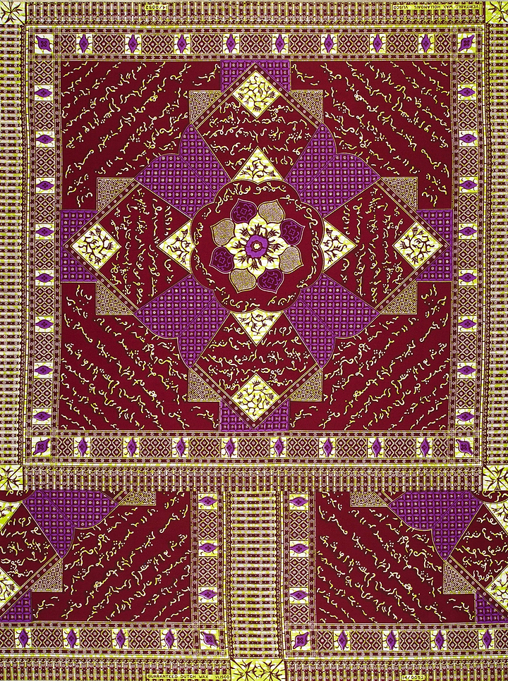 Richly patterned fabric deep red wax hollandais vl00052.159