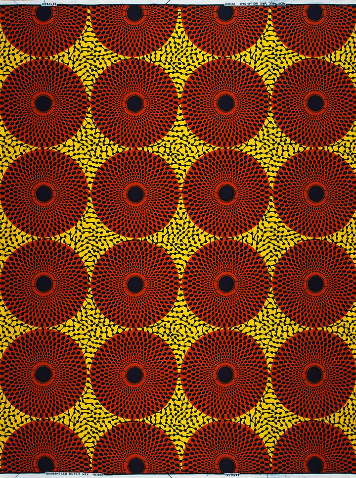 Vibrant red black concentric circle wax hollandais vl00633.312