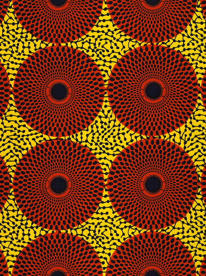 Vibrant red black concentric circle wax hollandais vl00633.312