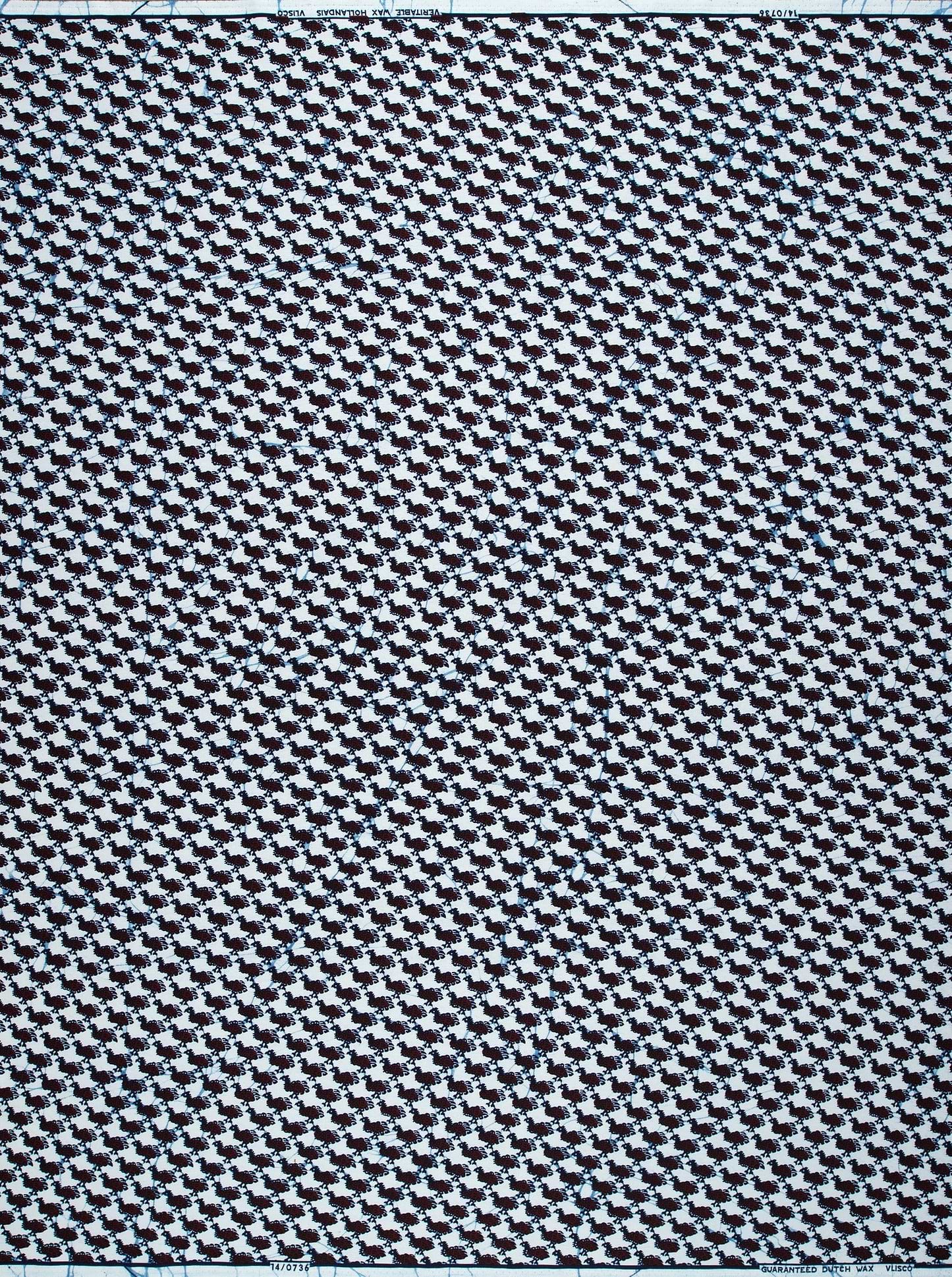 Black white houndstooth patterned fabric wax hollandais vl00736.199