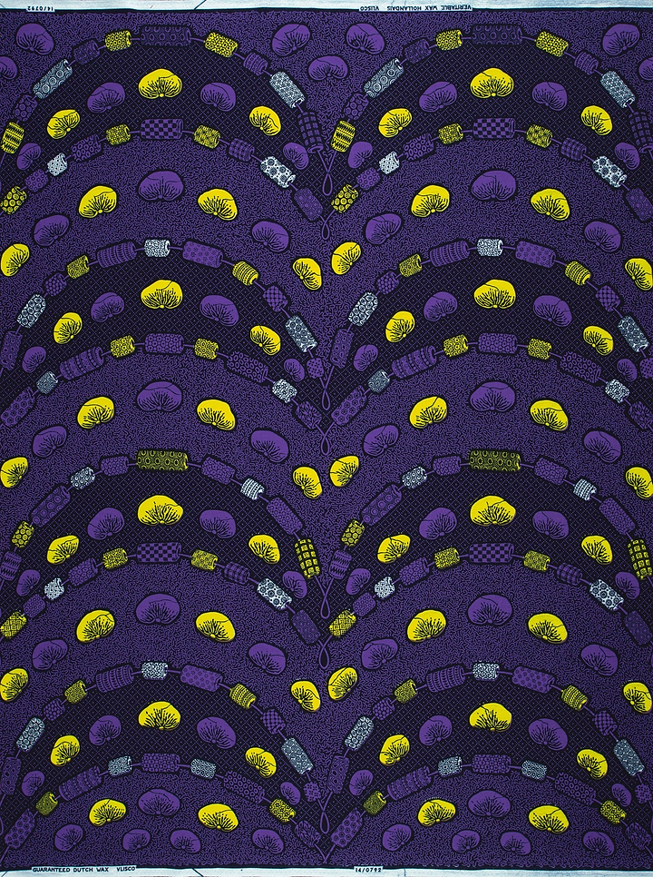 Vibrant purple yellow patterned fabric wax hollandais vl00792.213