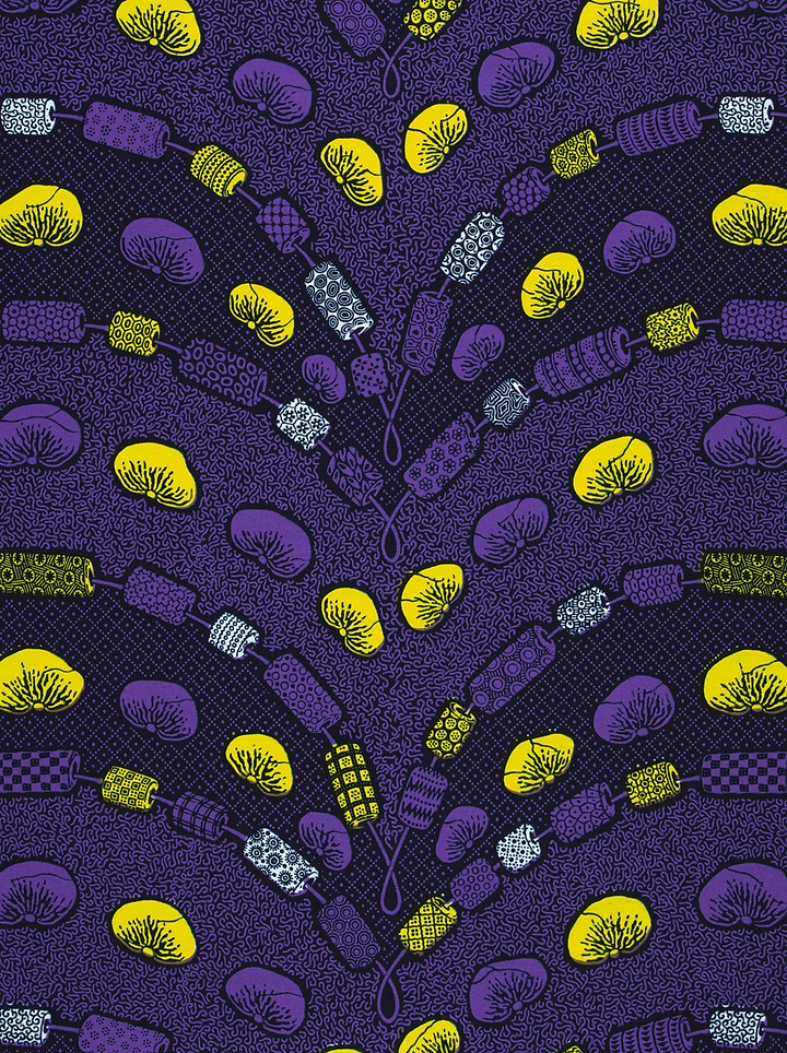 Vibrant purple yellow patterned fabric wax hollandais vl00792.213