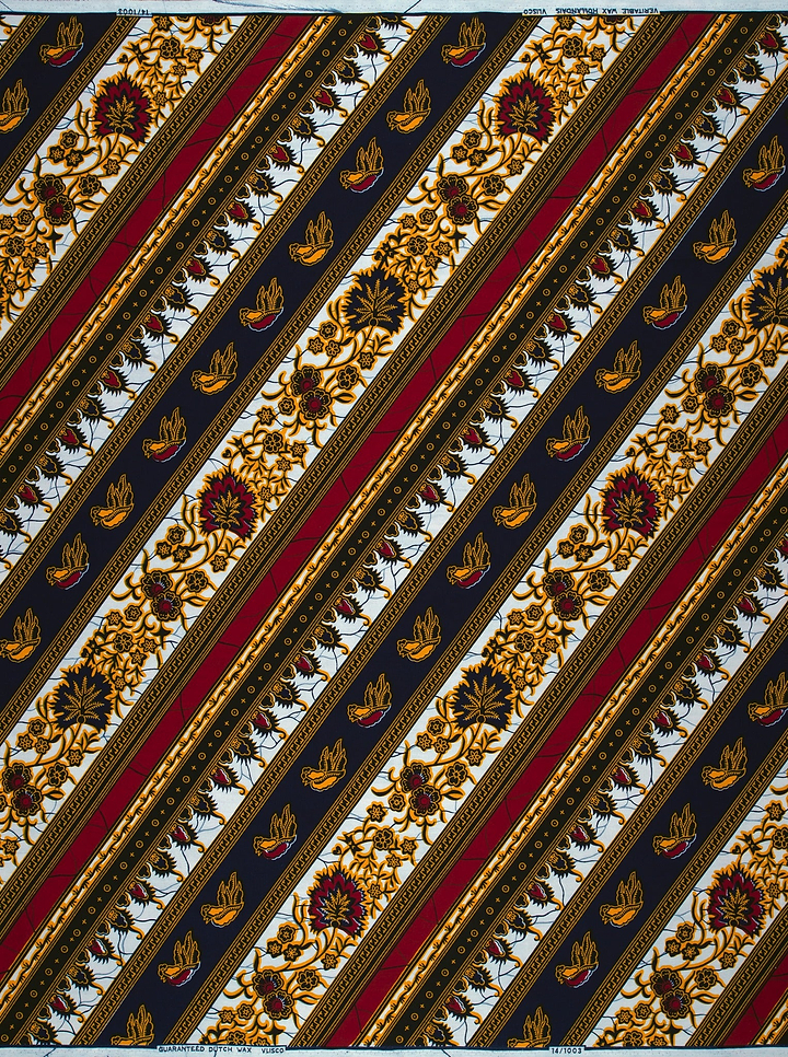 Striped floral patterned fabric wax hollandais vl01003.087