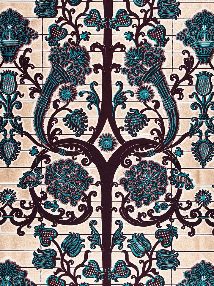 Teal black ornate floral patterned wax glitterglam