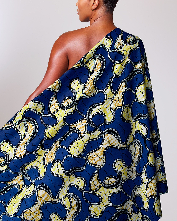 Vibrant blue yellow patterned fabric super-wax vl02922.253