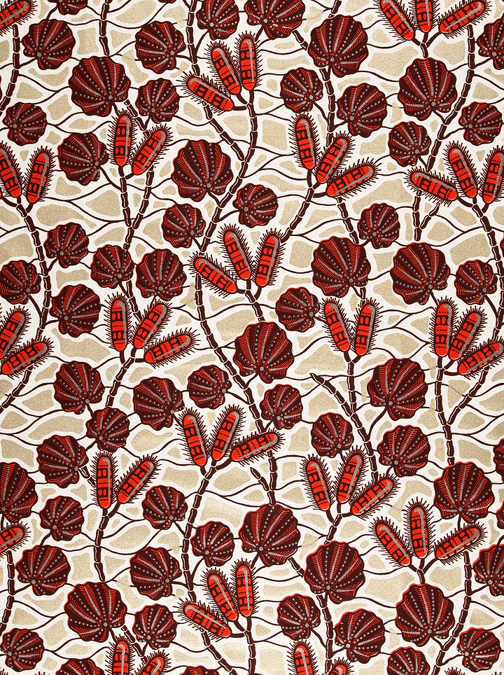 Beige fabric pattern dark red wax glitterglam vl03004.012