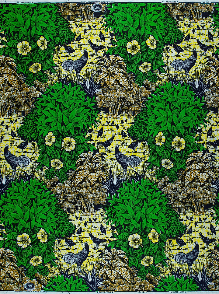 Vibrant green yellow patterned fabric super-wax vl03241.207