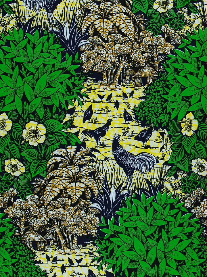Vibrant green yellow patterned fabric super-wax vl03241.207