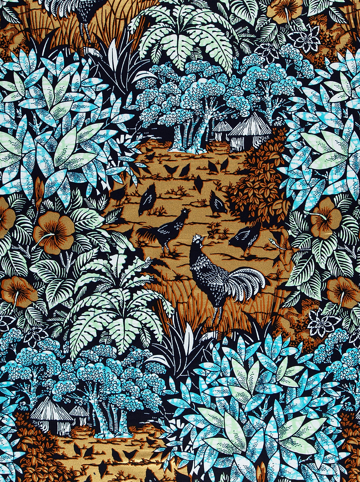 Vibrant blue brown tropical print super-wax vl03241.291
