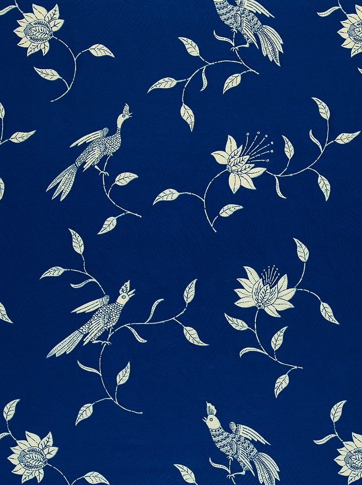 Deep blue wallpaper intricate white wax hollandais vl03366.020