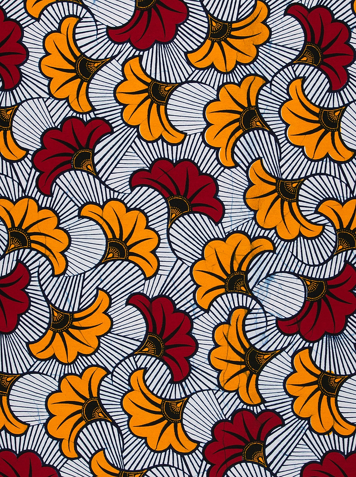 Vibrant orange deep red floral-patterned wax hollandais vl03541.226
