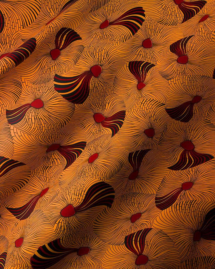 Vibrant orange fabric bold black wax hollandais vl03586.098