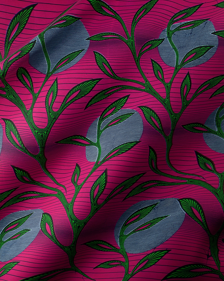Vibrant fuchsia fabric bold green wax hollandais vl03639.214