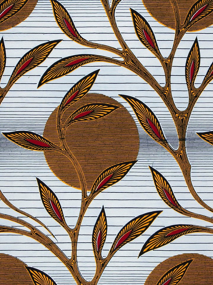 Brown red leafy branch pattern wax hollandais vl03639.215